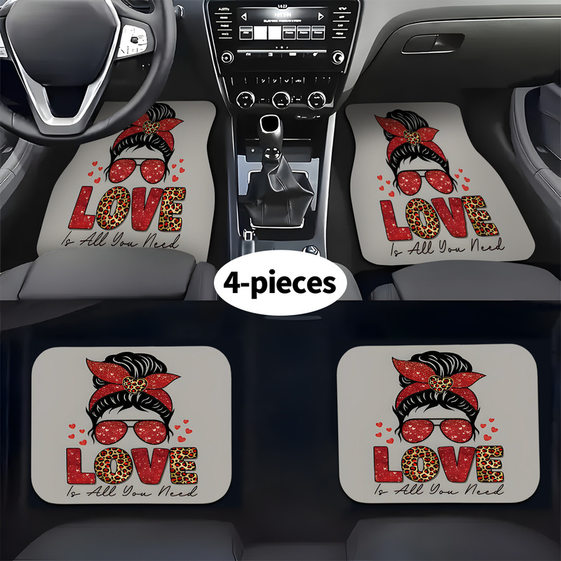 Car Accessories Bunnings - 4 sztuki dywaników samochodowych, wzór czerwonego